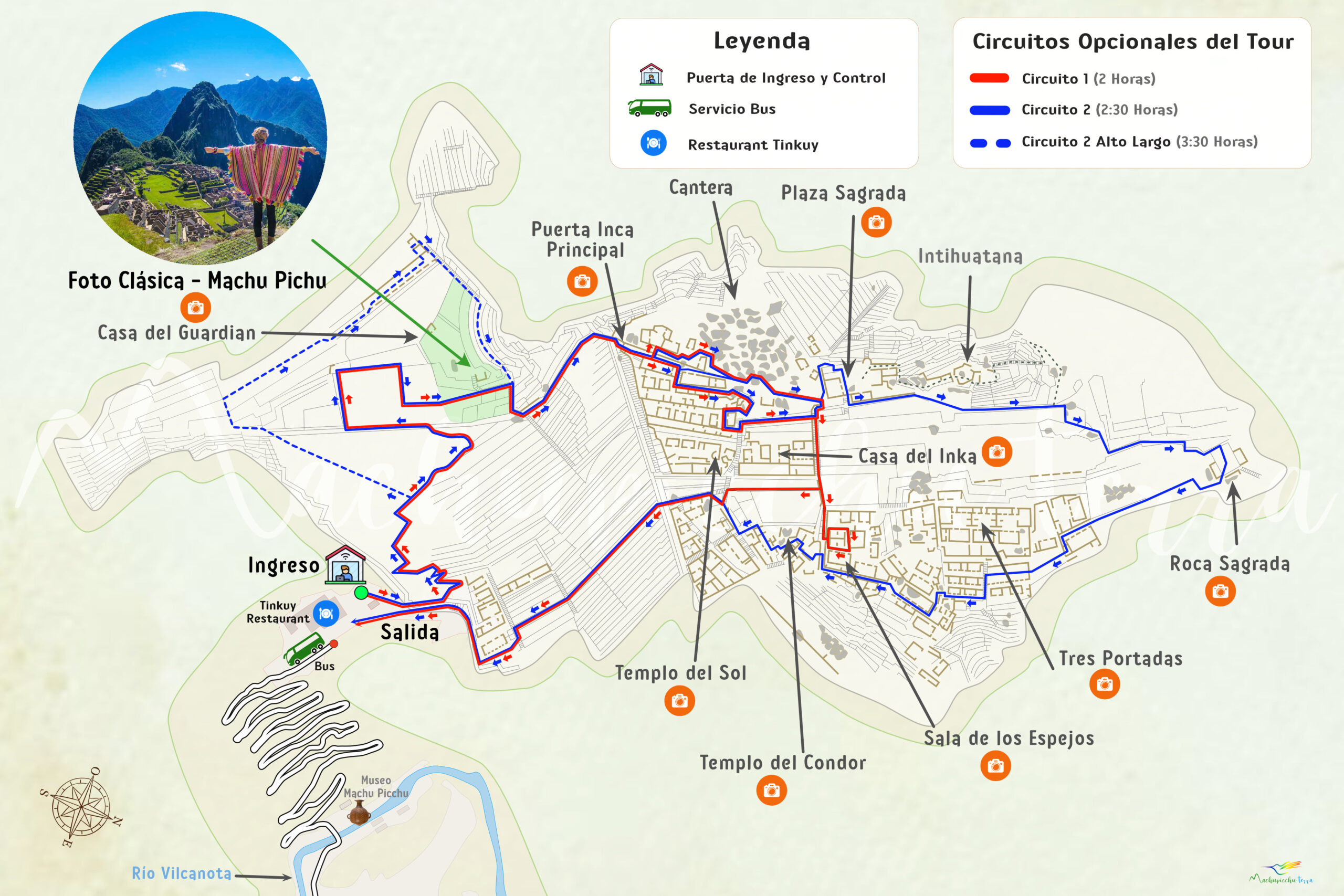 Mapa Recorido Machu Picchu Circuitos 1 2 Fullday Full Scaled 