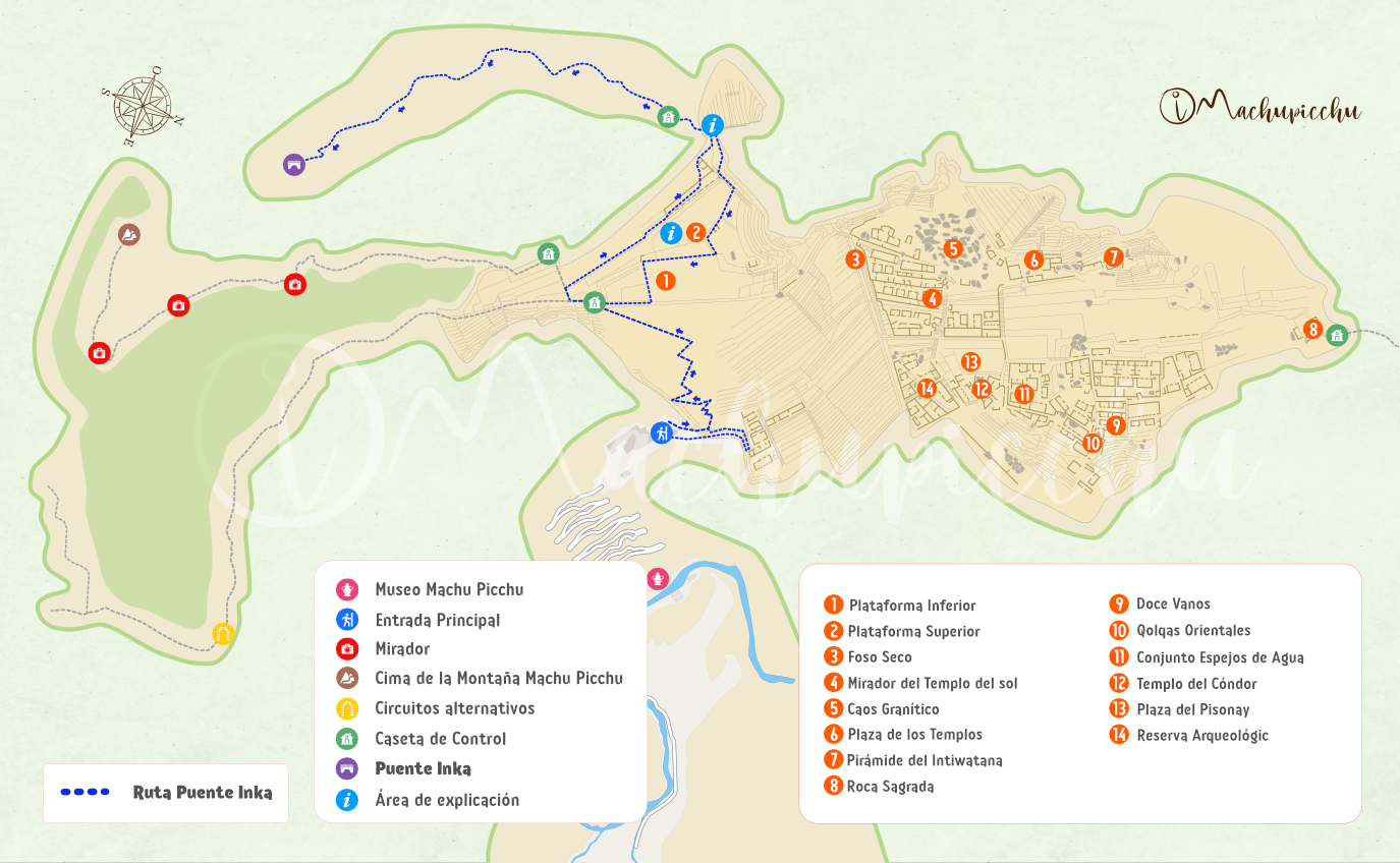 Carte pour se rendre à Machu Picchu Pont Inca