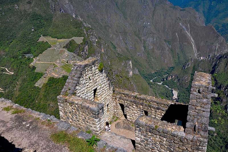 Constructions at the top of Huayna Picchu Mountain