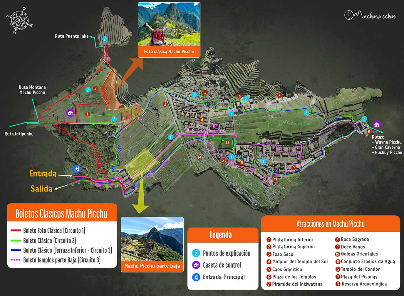 Mapa recorrido Machu Picchu Clasicos