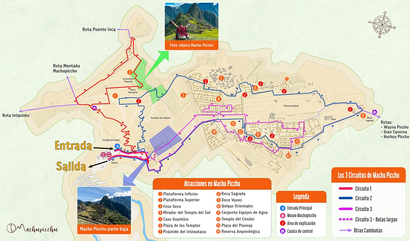 Map of all Machu Picchu circuits