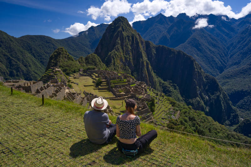 Foto clássica do terraço inferior de Machu Picchu