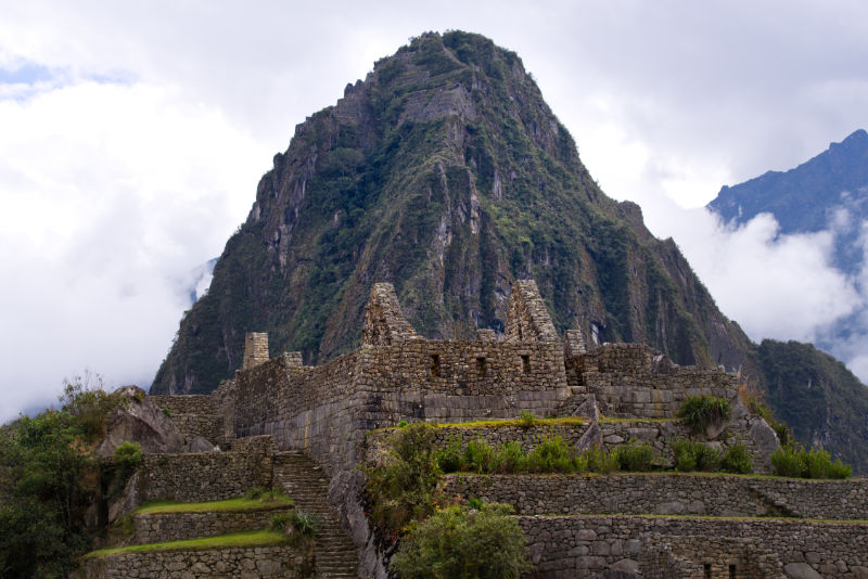 View of Huayna Picchu mountain from Machu Picchu