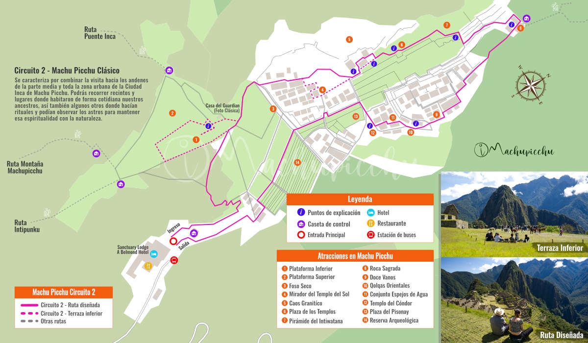 Map of circuit 2 of Machu Picchu