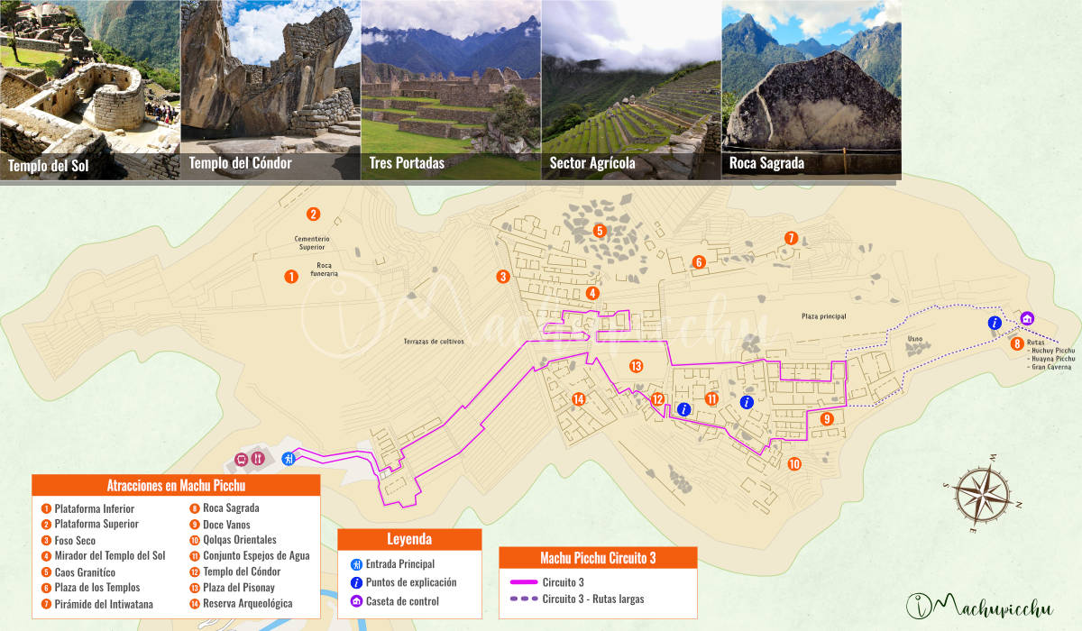 Mapa do circuito 3 Machu Picchu