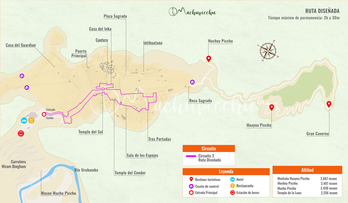 Map of the lower temples of Machu Picchu