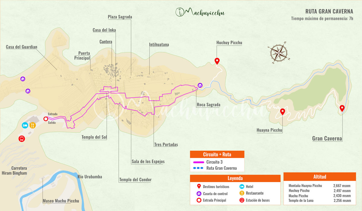 Mapa da rota para a Grande Caverna