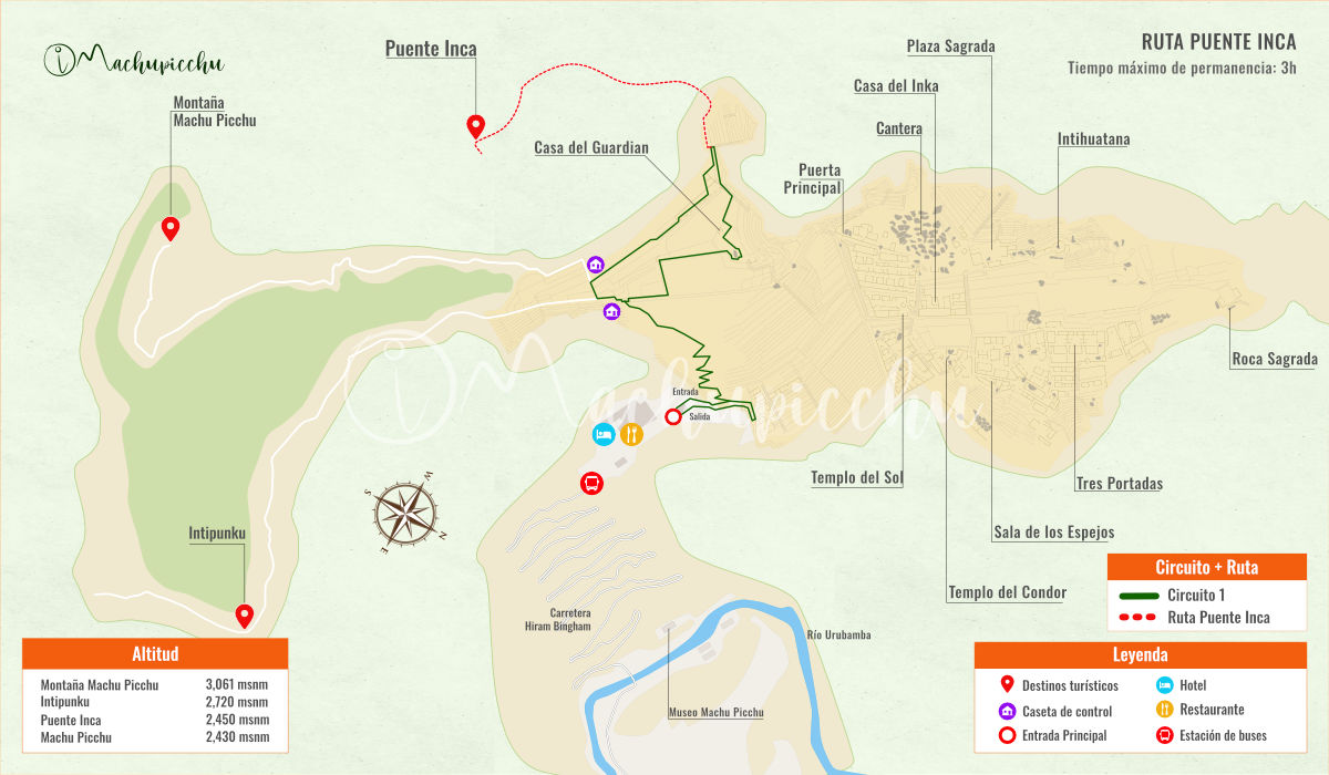 Mapa da rota para a Ponte Inca