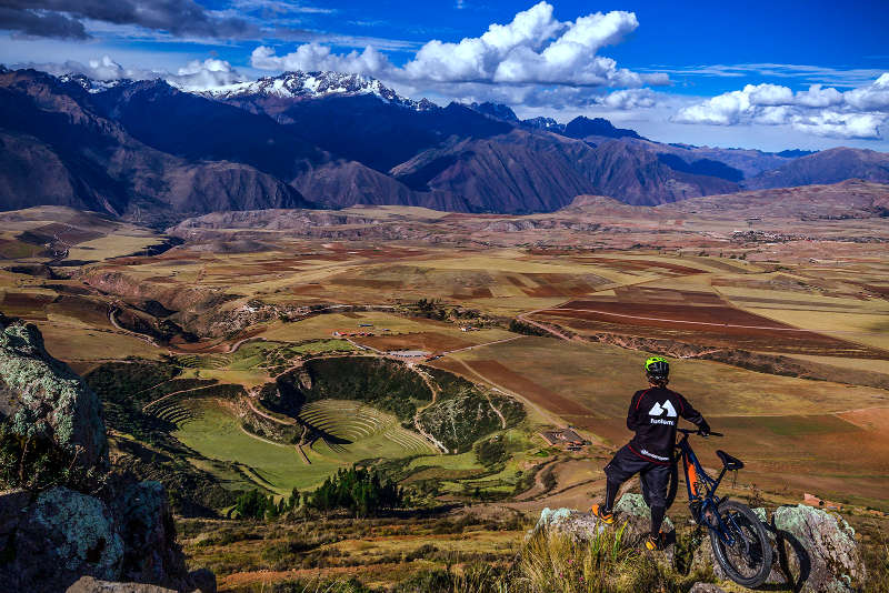 Tourist observing the circular terraces of Moray