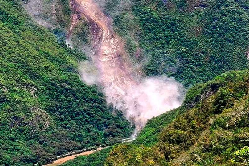 Landslide near the town of Aguas Calientes