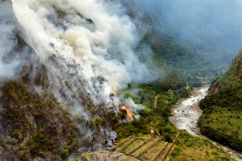 Fire near Machu Picchu