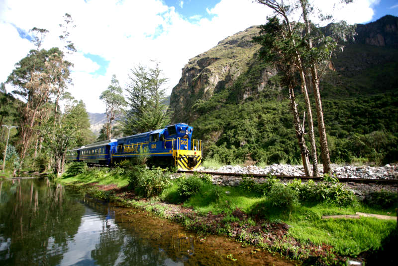 Train heading to Aguas Calientes station