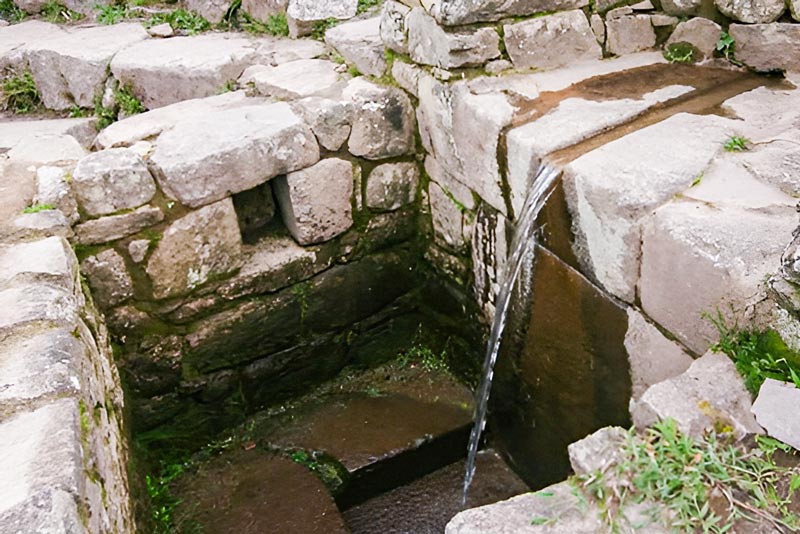 Water fountain in Machu Picchu still working