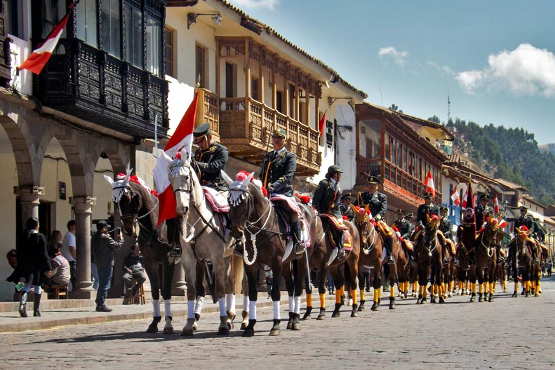 Parades during the national holidays in Cusco city