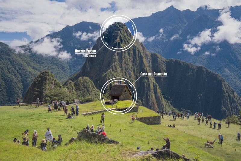 View of the Guardian's House and Huayna Picchu mountain