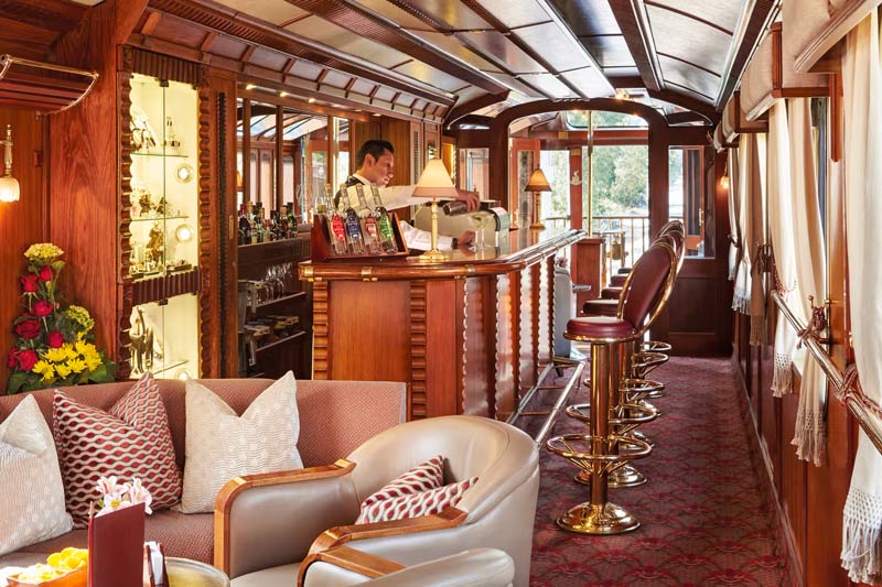 Bar inside the Hiram Bingham train