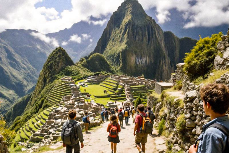 Students on a tour in Machu Picchu