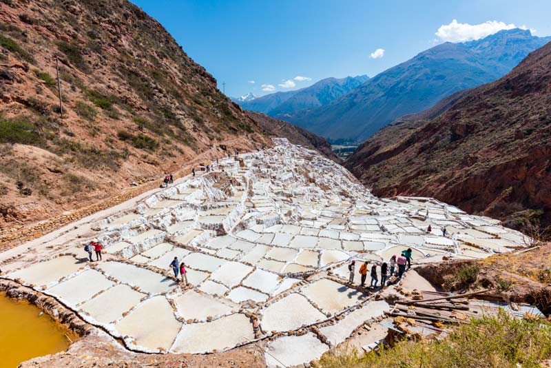 Panoramic view of the salt ponds of Maras