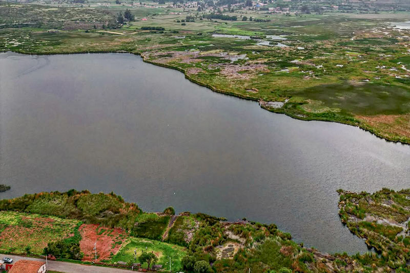 Aerial view of the Huacarpay lagoon