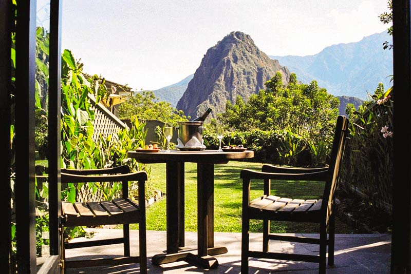 View of Huayna Picchu mountain from Tinkuy restaurant