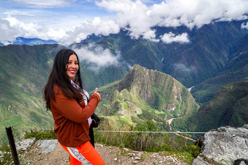 Enjoying the incredible view on Machu Picchu mountain