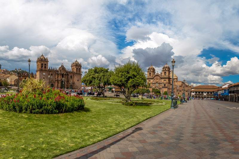 Panoramic view of the Plaza de Armas in Cusco