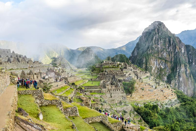 Panoramic view of the ruins of Machu Picchu