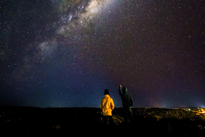 Tourists watching the constellation and stars