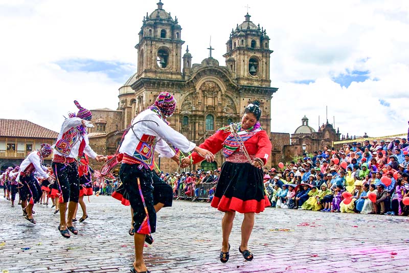 Parades of carnival dances in Cusco’s Main Square