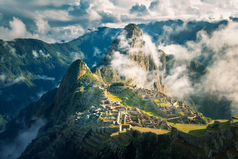 Inca Citadel of Machu Picchu with mist