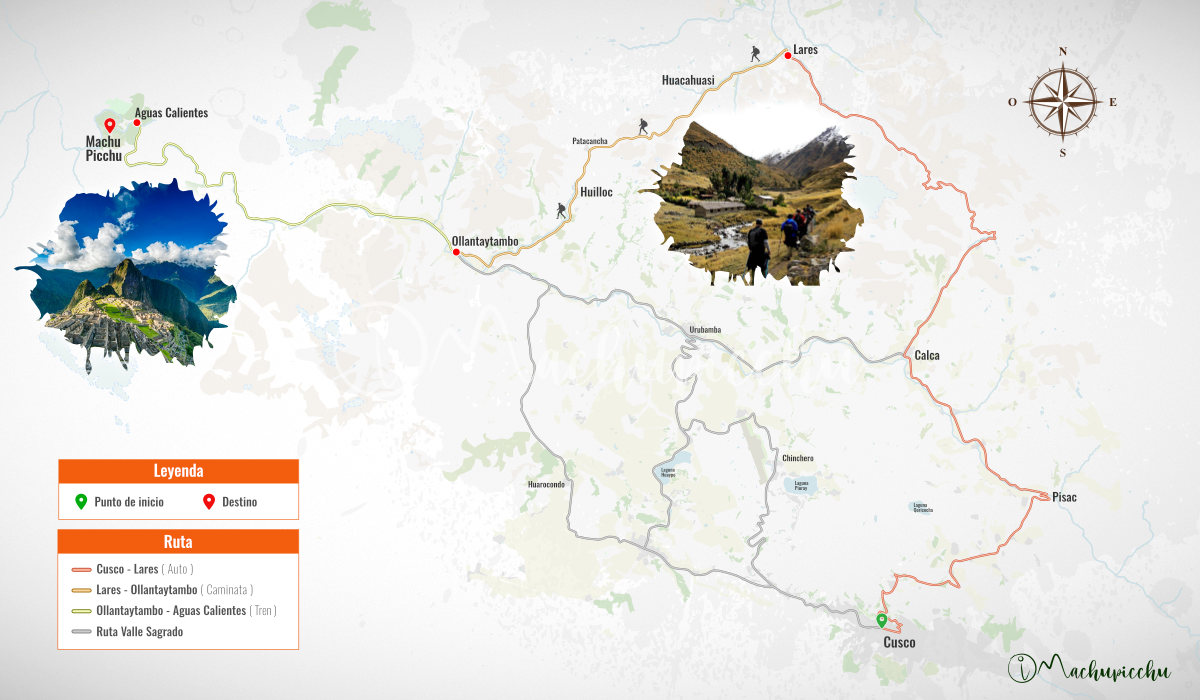 Map of the Lares trek route