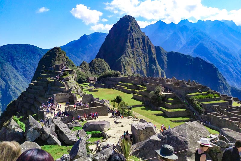 Visitors at the Inca citadel of Machu Picchu